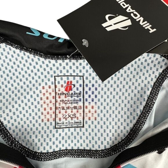 HINCAPIE NEW WOMENS STRETCH BIKING SHIRT SIZE 2XS BLUE BLACK WHITE - Picture 3 of 8